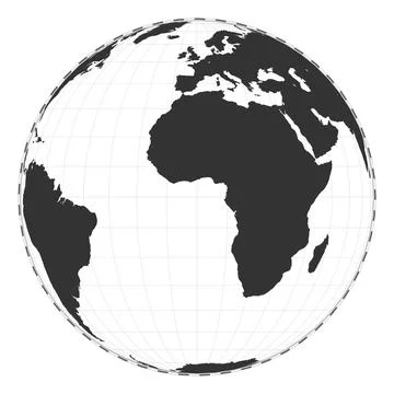 Vector world map. Orthographic projection. Plain world geographical map wit.. Stock Illustration