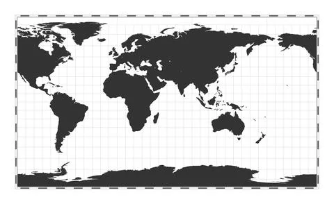 Vector world map. Patterson cylindrical projection. Plain world geographica.. Illustrazione stock