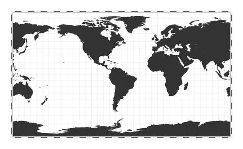 Vector world map. Patterson cylindrical projection. Plain world geographica.. Illustrazione stock