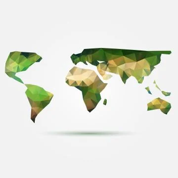 Vector world map in polygon style Stock Illustration