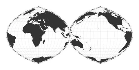 Vector world map. Quartic authalic projection interrupted into two hemisphe.. イラスト素材