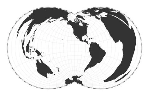 Vector world map. Rectangular (War Office) polyconic projection. Plain worl.. Illustrazione stock