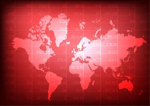 Vector : World map with red stock board Stock Illustration