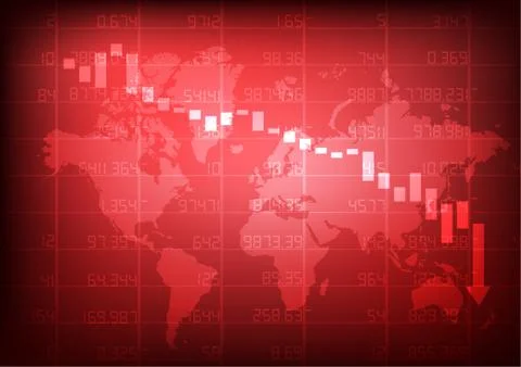 Vector : World map with red stock board Stock Illustration