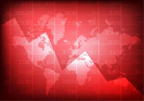 Vector : World map with red stock board Stock Illustration