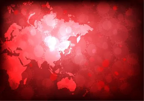 Vector : World map with red virus background Stock Illustration