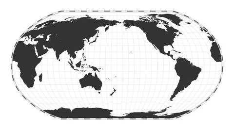 Vector world map. Robinson projection. Plain world geographical map with la.. Illustrazione stock