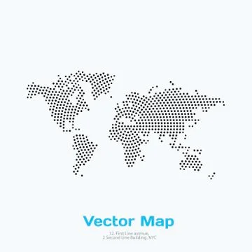 Vector world map with rounds, spots, dots for business templates Stock Illustration
