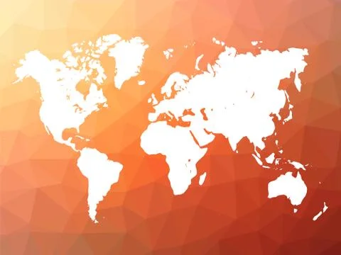 Vector world map silhouette on low poly background Stock Illustration