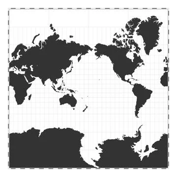 Vector world map. Spherical Mercator projection. Plain world geographical m.. Stock Illustration