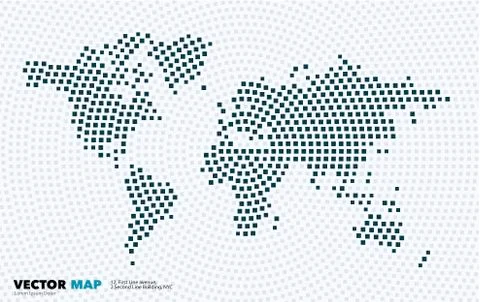 Vector world map with squares, rectangles for business templates Illustrazione stock