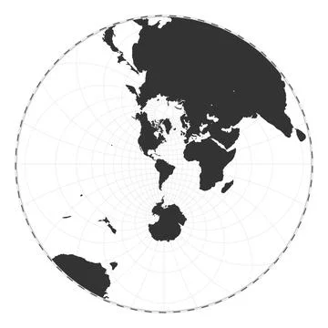 Vector world map. Stereographic. Plain world geographical map with latitude.. Illustrazione stock