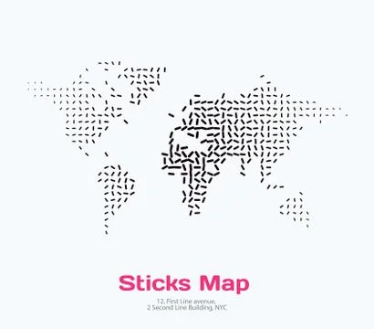 Vector world map with sticks, lines for business templates, broc Stock Illustration