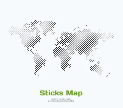Vector world map with sticks, lines for business templates, broc Stock Illustration