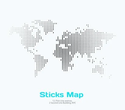 Vector world map with sticks, lines for business templates, broc Stock Illustration