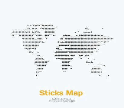 Vector world map with sticks, lines for business templates, broc Stock Illustration