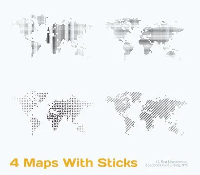 Vector world map with sticks, lines, dots for business templates Stock Illustration