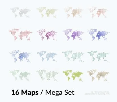 Vector world map with sticks, lines, rounds, squares for busines Stock Illustration