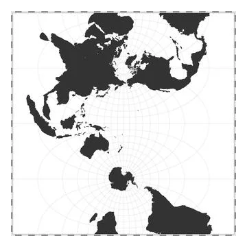 Vector world map. Transverse spherical Mercator projection. Plain world geo.. Stock Illustration