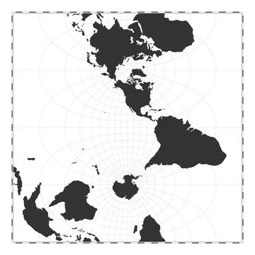 Vector world map. Transverse spherical Mercator projection. Plain world geo.. Stock Illustration