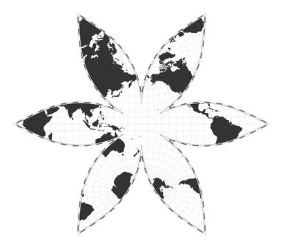 Vector world map. The U.S.-centric Gingery world projection. Plain geograph.. Illustrazione stock