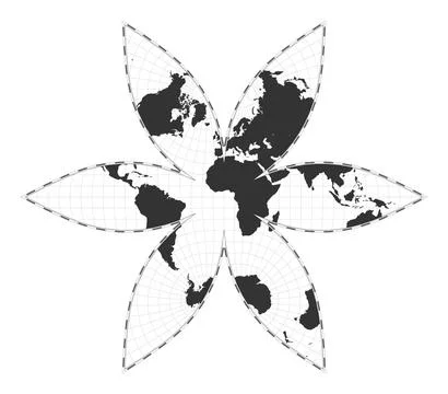 Vector world map. The U.S.-centric Gingery world projection. Plain geograph.. Ilustração Stock