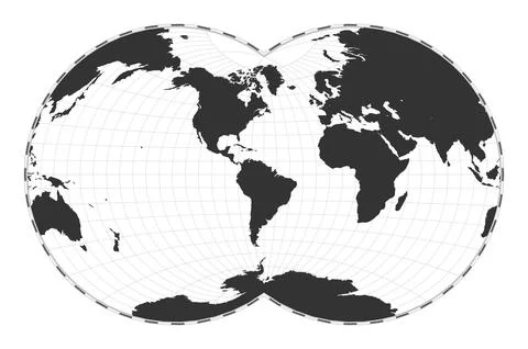 Vector world map. Van der Grinten IV projection. Plain world geographical m.. Illustrazione stock