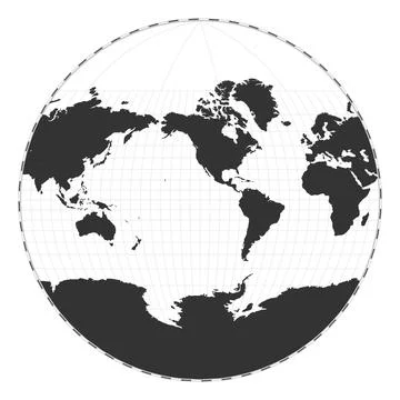 Vector world map. Van der Grinten III projection. Plain world geographical .. Illustrazione stock