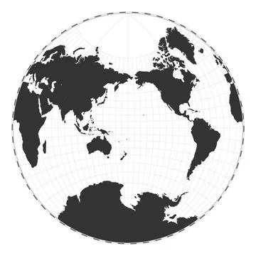 Vector world map. Van der Grinten II projection. Plain world geographical m.. Stock Illustration