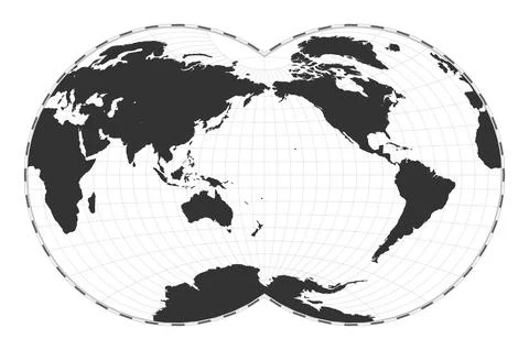 Vector world map. Van der Grinten IV projection. Plain world geographical m.. Stock Illustration