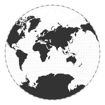 Vector world map. Van der Grinten projection. Plain world geographical map .. Stock Illustration