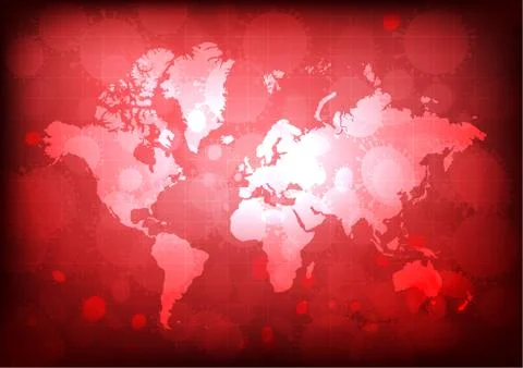 Vector : world map with virus and healthcare items Stock Illustration