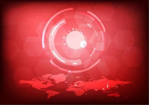 Vector : world map with virus and healthcare items Stock Illustration