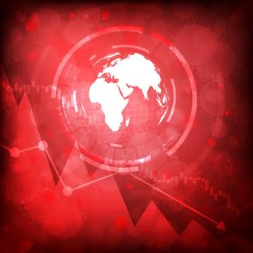 Vector : World map with virus and falling business graph Stock Illustration