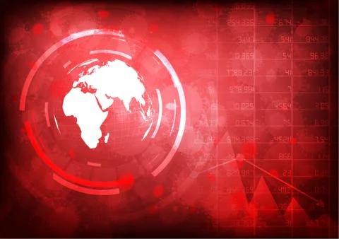 Vector : World map with virus and falling business graph Stock Illustration