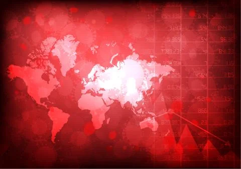 Vector : World map with virus and falling business graph Stock Illustration
