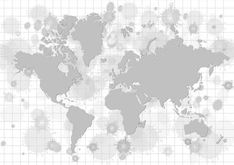 Vector : World map with virus on white background Stock Illustration