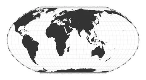 Vector world map. Wagner IV projection. Plain world geographical map with l.. Stock Illustration