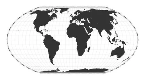 Vector world map. Wagner IV projection. Plain world geographical map with l.. 스톡 일러스트
