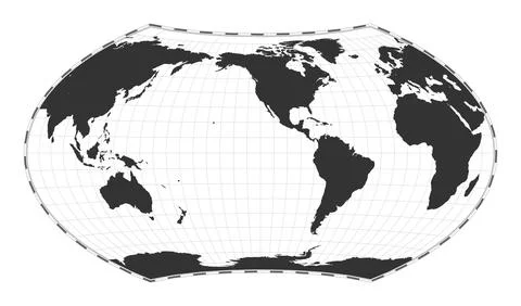 Vector world map. Wagner projection. Plain world geographical map with lati.. イラスト素材