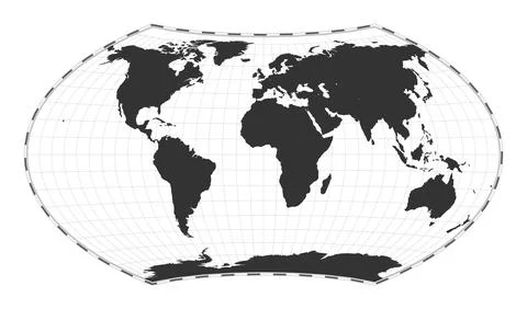 Vector world map. Wagner projection. Plain world geographical map with lati.. Stock Illustration