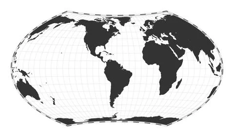 Vector world map. Wagner VII projection. Plain world geographical map with .. Stock Illustration