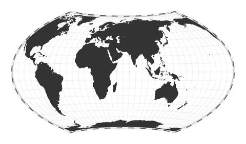 Vector world map. Wagner VII projection. Plain world geographical map with .. Stock Illustration