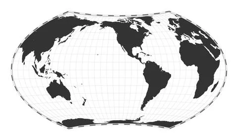 Vector world map. Wagner VII projection. Plain world geographical map with .. Stock Illustration