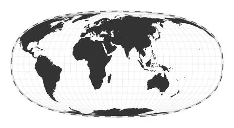 Vector world map. Waldo R. Tobler's hyperelliptical projection. Plain world.. Stock Illustration