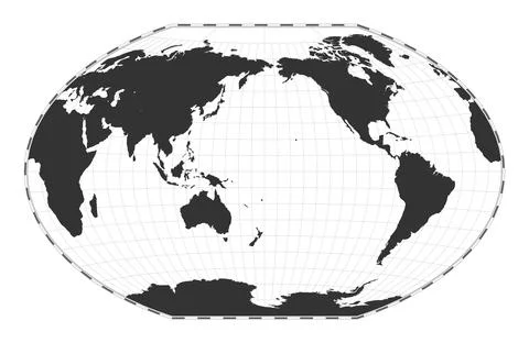 Vector world map. Winkel tripel projection. Plain world geographical map wi.. Stock Illustration
