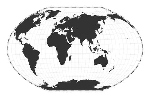 Vector world map. Winkel tripel projection. Plain world geographical map wi.. Stock Illustration