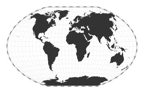 Vector world map. Winkel tripel projection. Plain world geographical map wi.. Stock Illustration