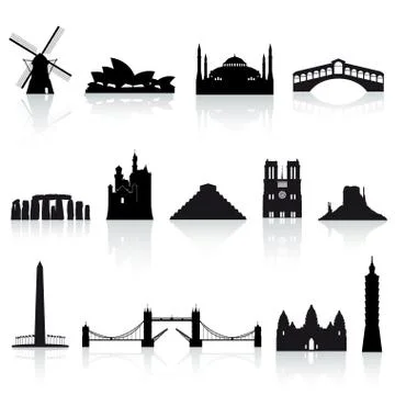 Vector World Monuments set 2 Stock Illustration