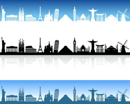 Vector World Monuments skyline Stock Illustration